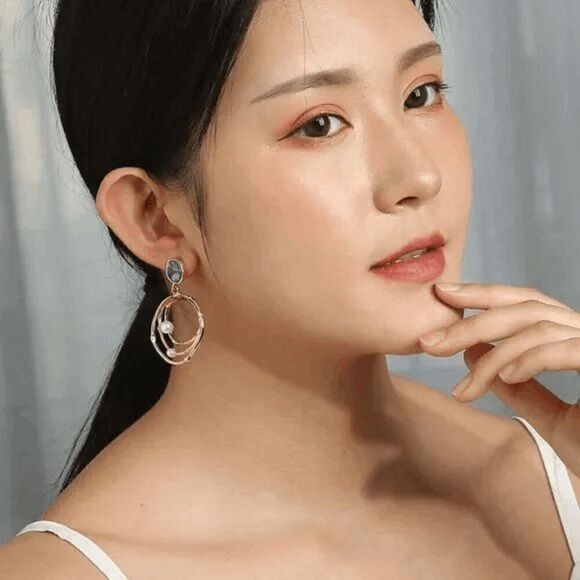 2/$21 Round Faux Abalone Pearl Dangle Earrings - Picture 5 of 7